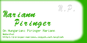 mariann piringer business card